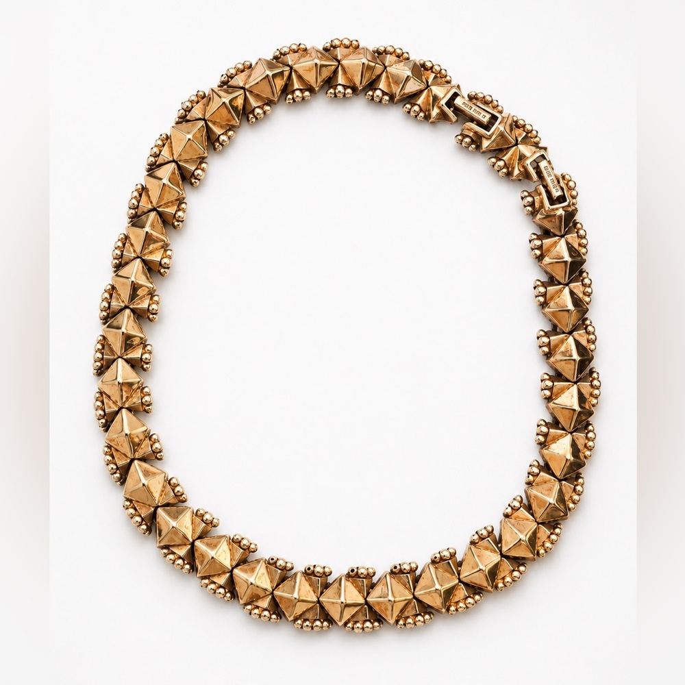 Vintage Nina Ricci Gold Tone Geometric Collar Choker Necklace